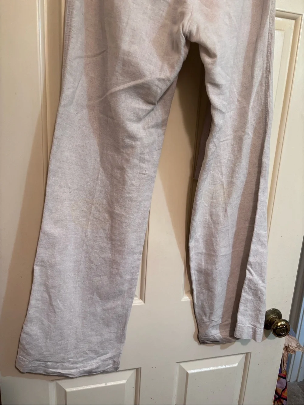 Banana Republic Women's Light Beige Wide-Leg Linen Pants